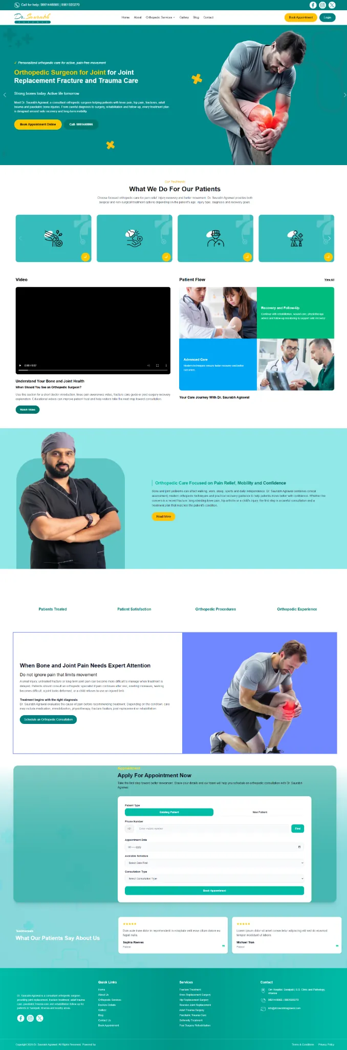 Dr. Saurabh Agrawal orthopedic website homepage