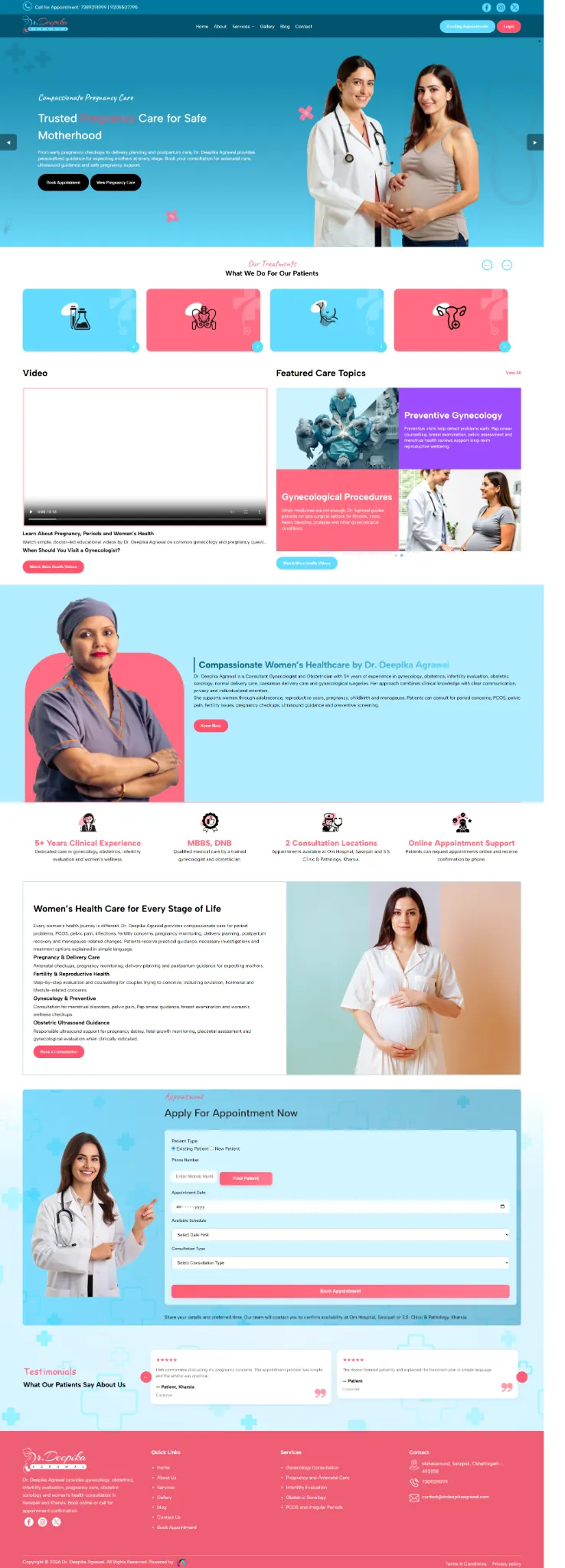 Dr. Deepika Agrawal gynecology website homepage