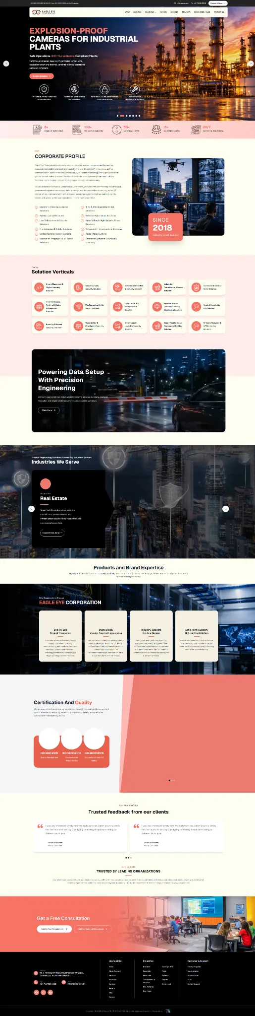 Eagle Eye Corporation industrial solutions website homepage