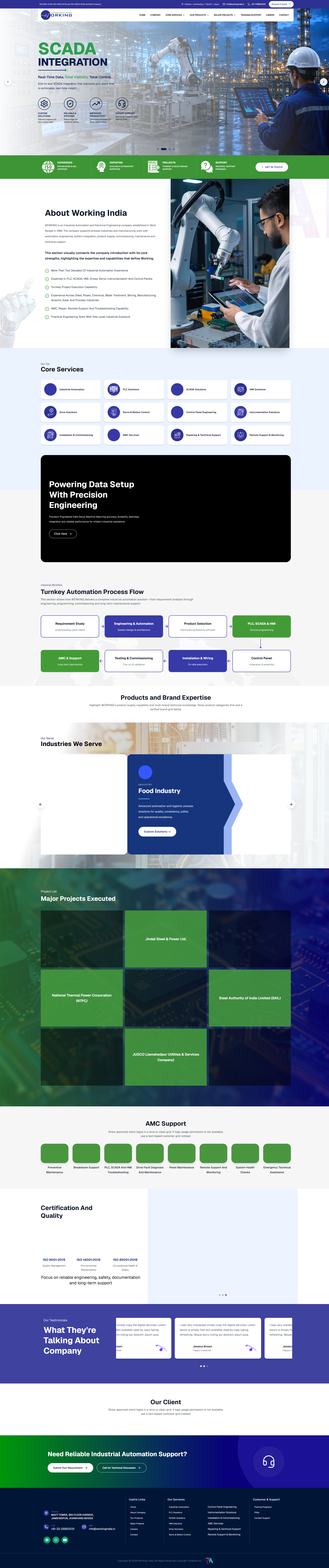 WORKING industrial automation website homepage